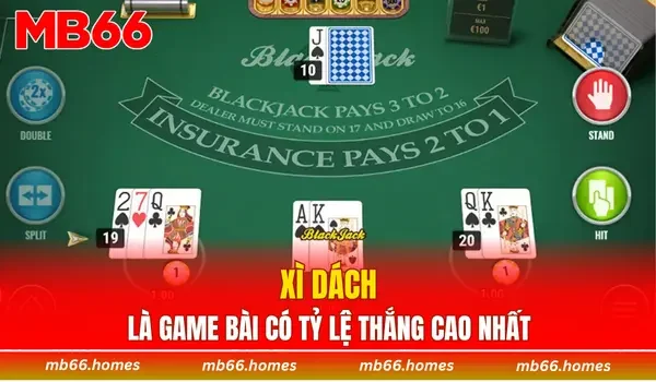 Xì dách là game bài có tỷ lệ thắng cao nhất